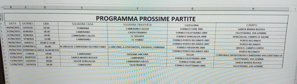 Calendario Camerano