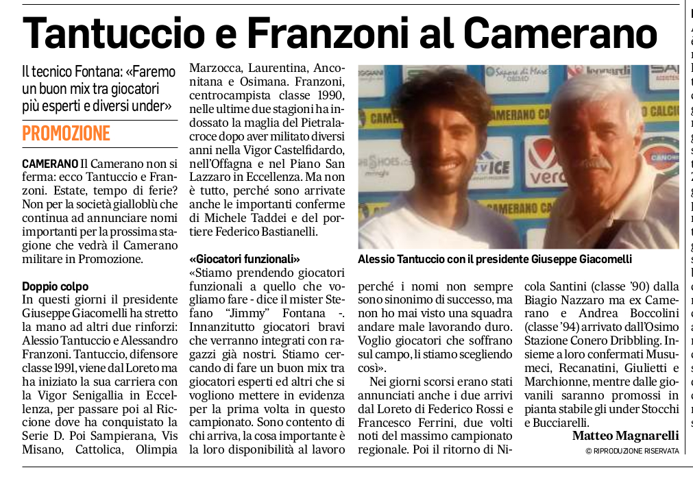 Tantuccio e Franzoni Corriere Adriatico